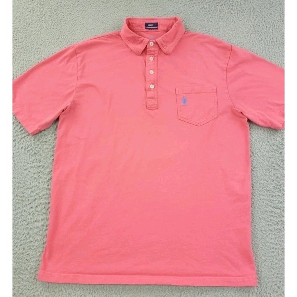 Johnnie-O Polo Shirt Mens 100% Cotton West Coast Prep Pocket Casual Salmon Sz 12